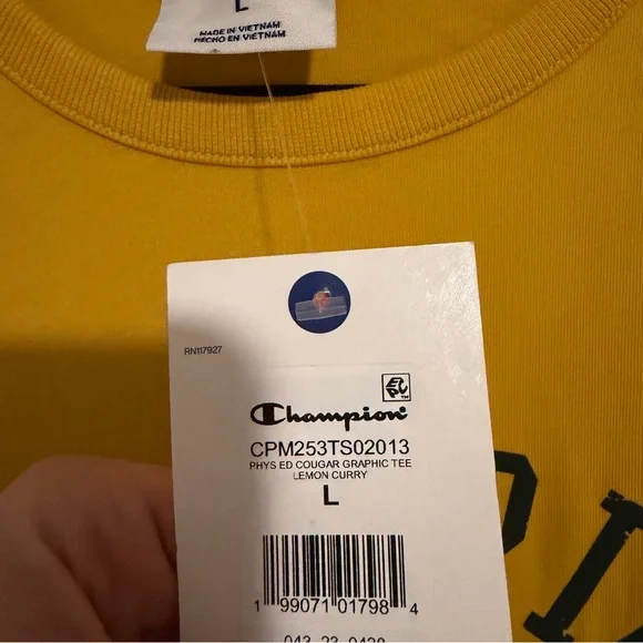 Champion physical education cougar tee lemon curry Large New - Picture 4 of 6